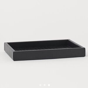 H&M black faux leather tray . New.